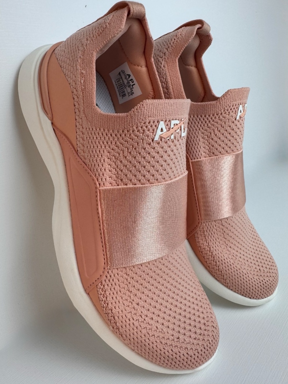 APL TechLoom Bliss Women's 8 Blush Ivory Pink Knit Slip-On Sneakers NWOT